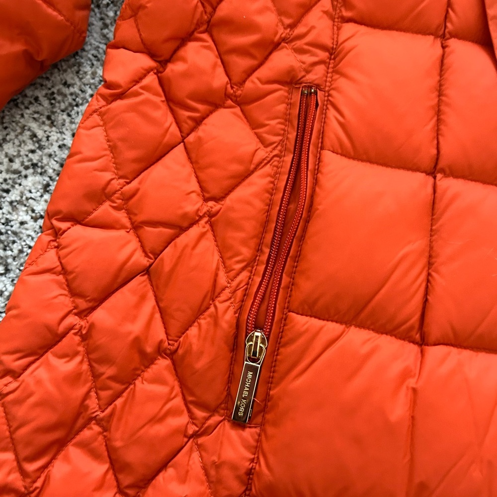 NWT Michael Kors Spice Orange Packable Quilted Down Puffer Jacket Coat 1X - Picture 4 of 7